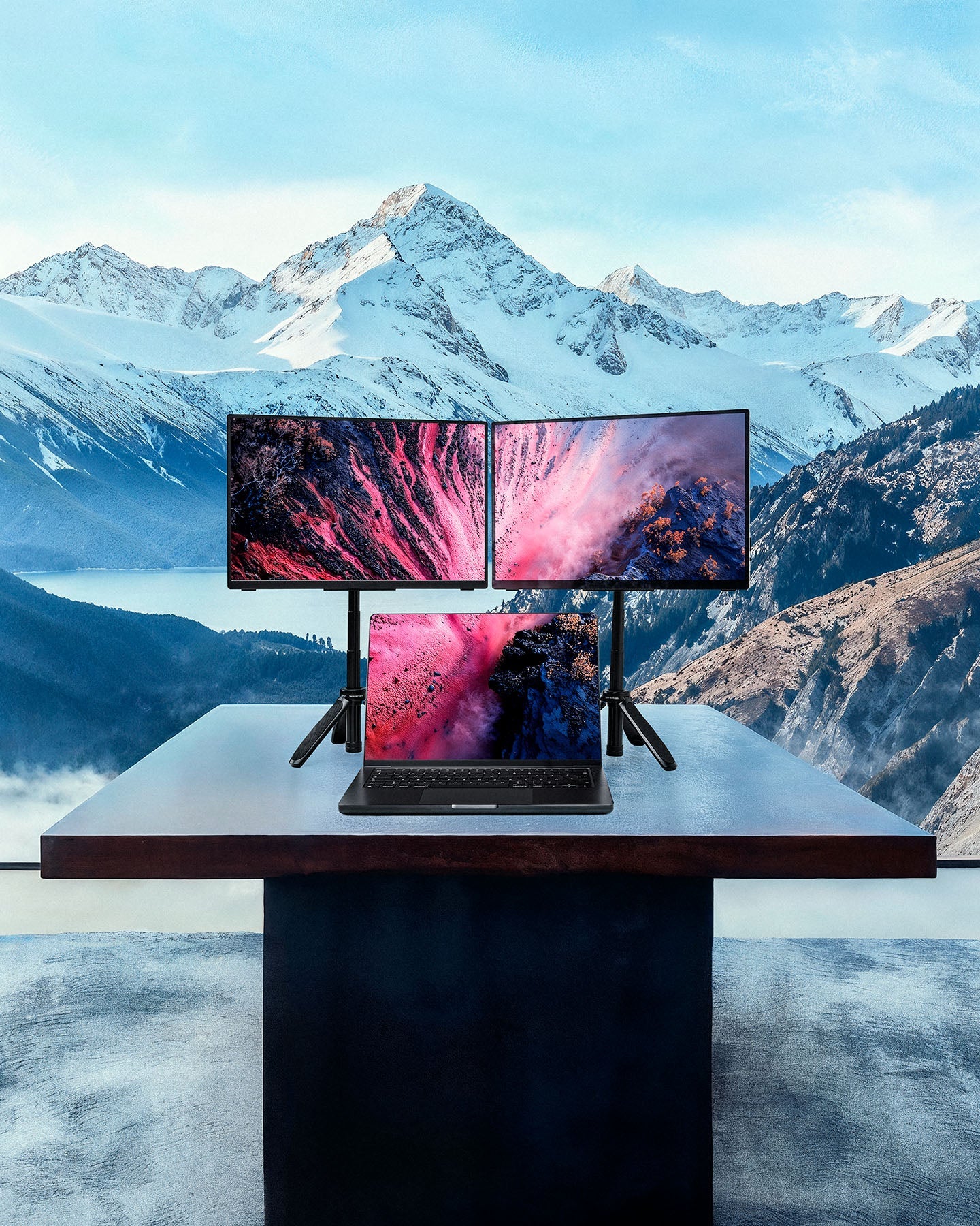 2 Portable monitors with magnetic stands for on-the-go workstations